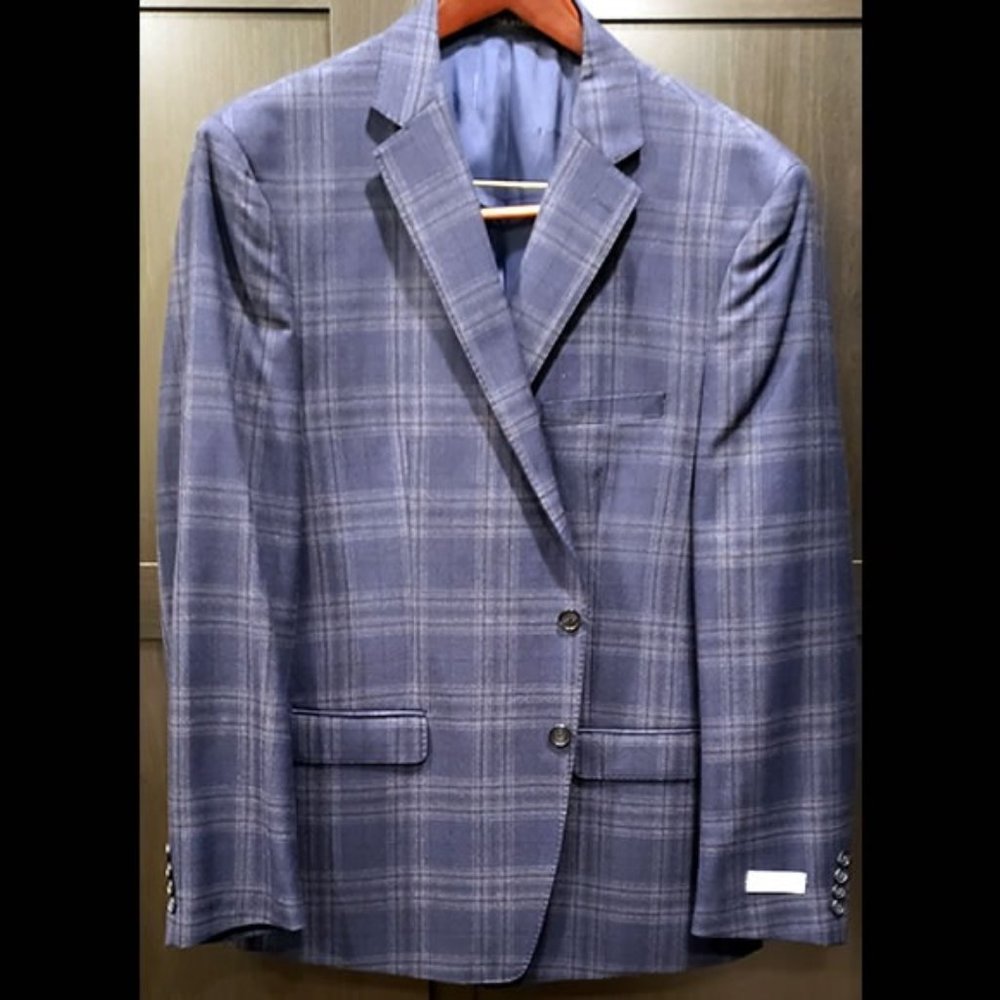 Calvin Klein Blue Plaid Sport Jacket size 50
